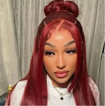 250 Density Human Hair 99J Burgundy Straight 13x6 HD Lace Frontal Wig Pre Preplucked Red Wine 13x4 Lace Front Wigs For Women HairStar Wigs