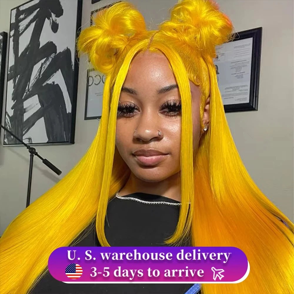 300 Density Yellow Straight Human Hair Wig 13x4 Transparent Lace Frontal Wig 100% Human Hair Pre Plucked Brazilian Virgin Hair YNiSew Hair Store Store ID 1104160390