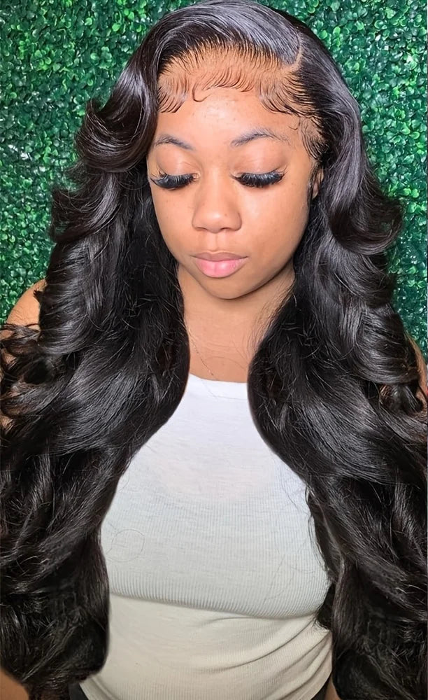 Natural Black 180 Density 13x6 Body Wave Brazilian Virgin Hair HD Transparent Lace wig Frontal Wig Pre plucked Wig For Women Wig Queen US Store Store ID 1103587128