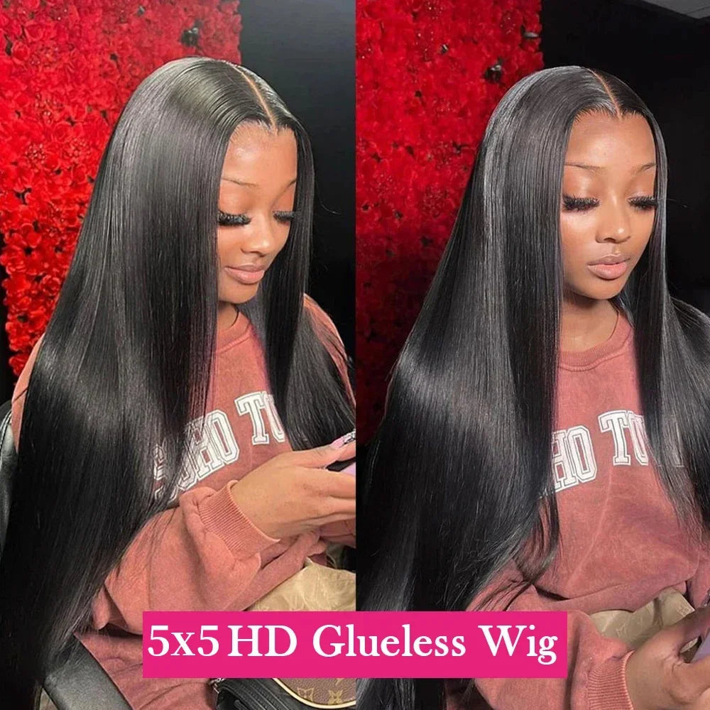 Glueless Wigs Human Hair Ready To Wear Bone Straight Lace Front Wigs Human Hair 4x4 5x5 Pre Cut Hd Lace Closure Wigs For Women Lafino Hair Wig Store 1103410090