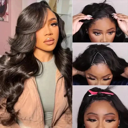 Body Wave Wig With Bangs 220 Density 3x1 middle part lace wig Brazilian Machine Made Human Hair For Black Women Daily Styling SIXQUEEN Wig Store Store ID 1104602052