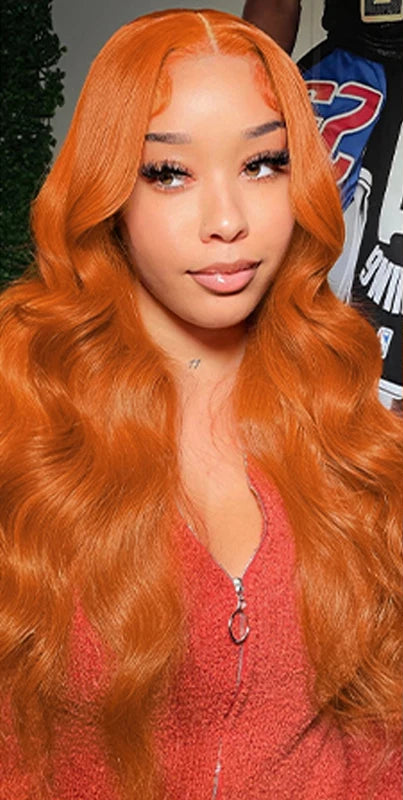 Ginger Orange 13x6 Lace Front Wigs Human Hair 200% Density Body Wave Wig 350 Colored Human Hair Wig Pre Plucked XCLS Beauty Hair Store Store ID 1104268357