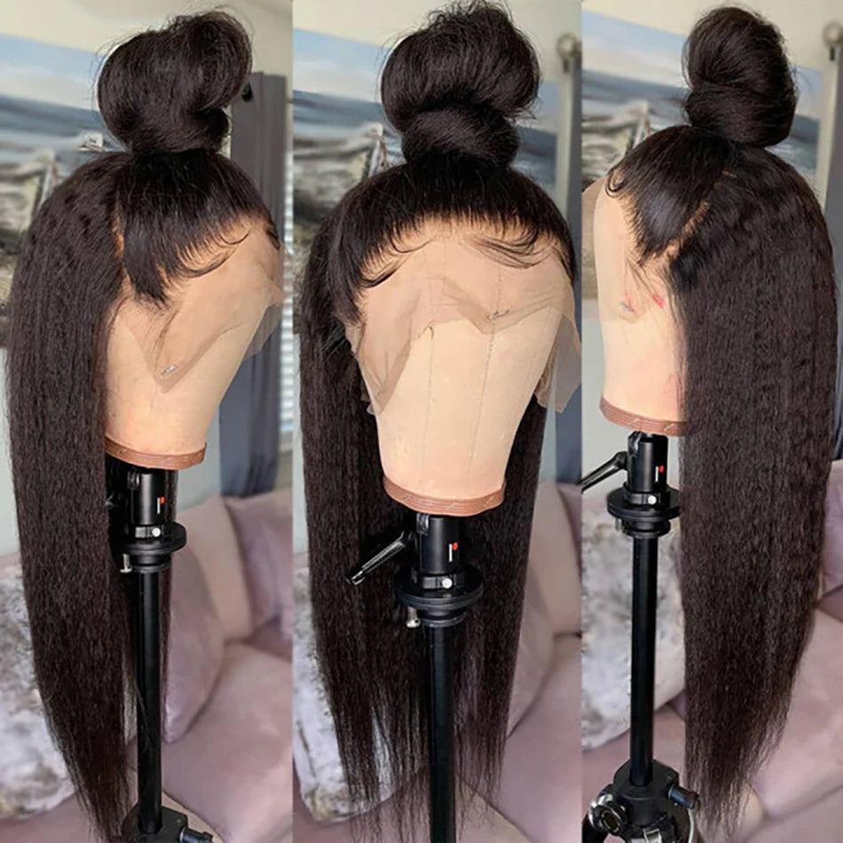 250% 30 36inch 360 HD Lace Frontal Wigs Human Hair Pre Plucked Kinky Straight Wigs for Black Women Yaki Straight High Ponytail CEXXY Hair Oversea Store Store ID 1103580741