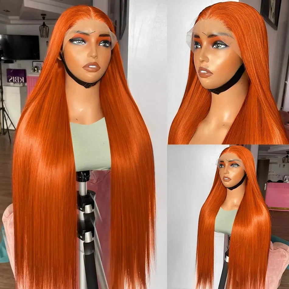 Silkwave 36 Inches Straight Ginger Orange Lace Front Human Hair Wig 13x4 13x6 HD Lace Frontal Colored Wigs Prep lucked For Women Silkwave Official Store 911103017