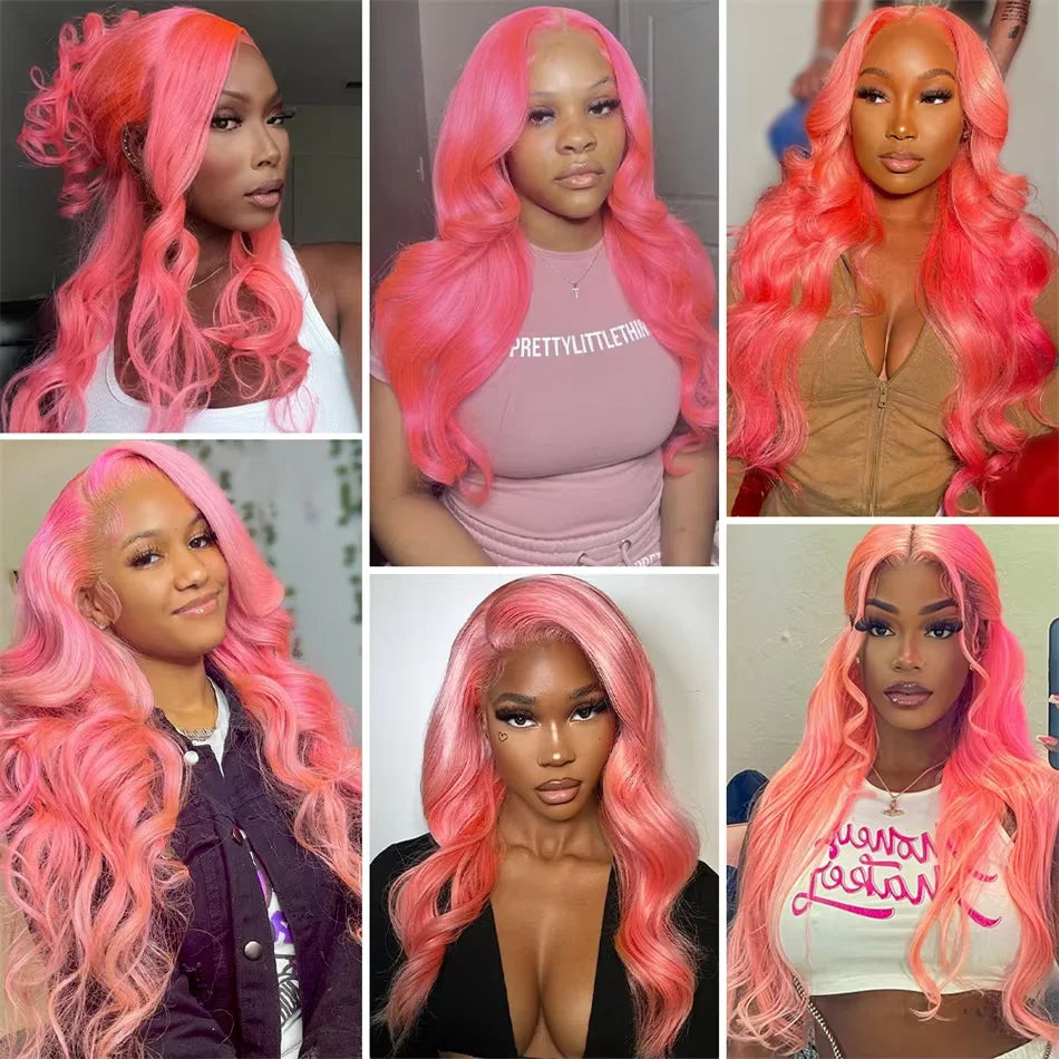 30 Inch Pink Lace Front Wig Human Hair 13x6 Water Wave Hd Lace Frontal Wig For Women Body Wave Brazilian Light Pink Colored Wigs HEYJU Hair US Store Store ID 1103597371