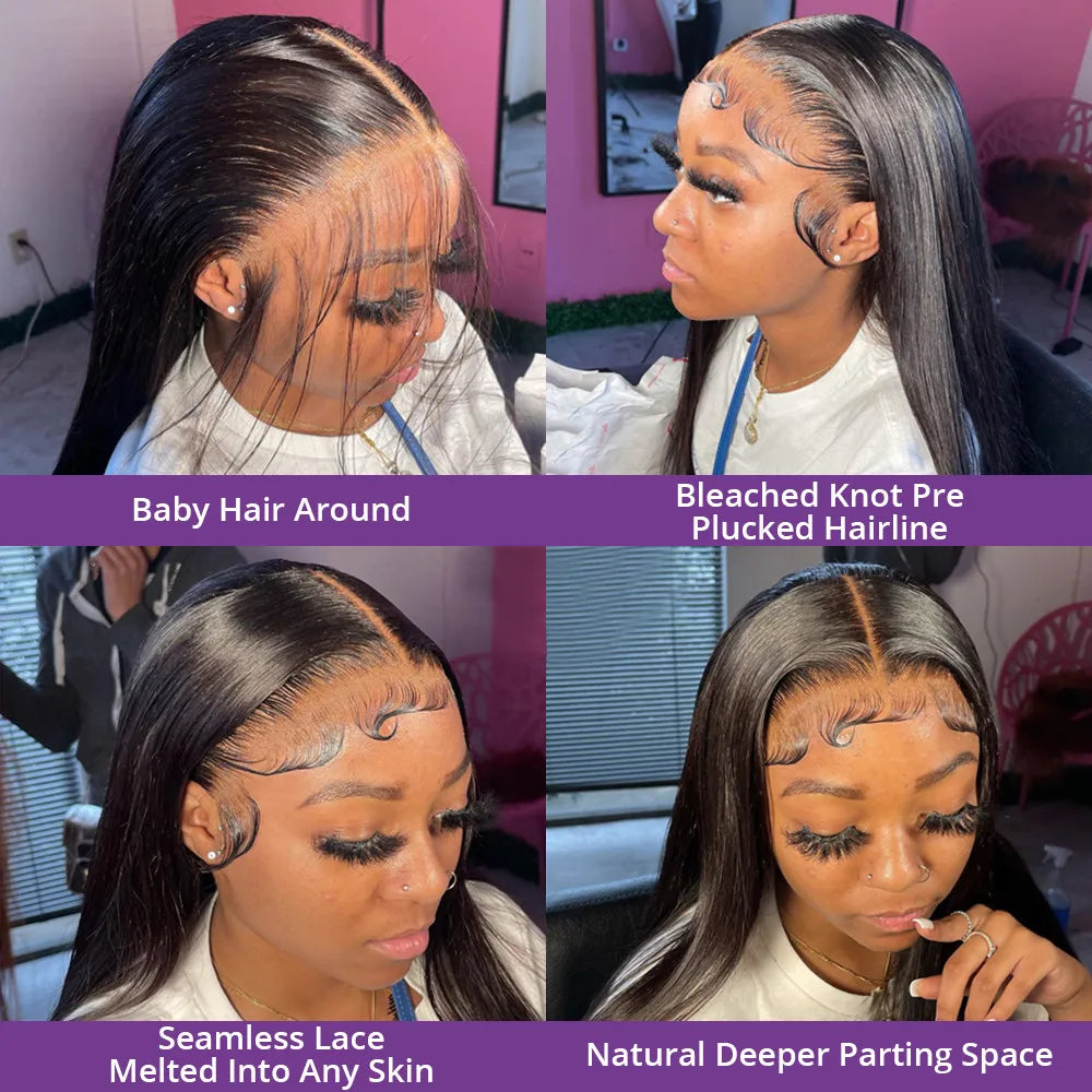 40 Inch Straight Human Hair Wigs 250 Density HD Transparent 13x4 360 Bone Straight Lace Front Wigs 13x6 Lace Brazilian Hair Wigs HairStar Wigs