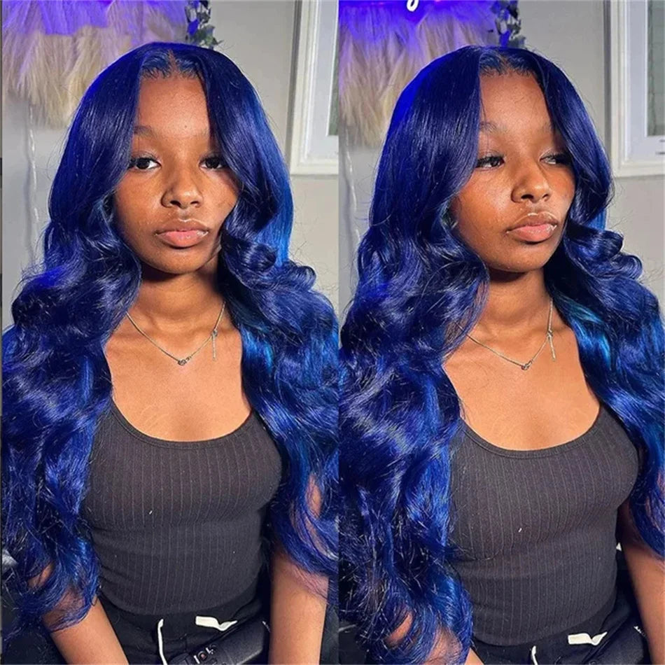 Dark Blue 13x4 Lace Front Wigs Body Wave 100% Human Hair Navy Blue Colored 13x6 Hd Lace Frontal Wigs Pre Plucked Brazilian Wigs Aliwig Store Store ID 1103577386