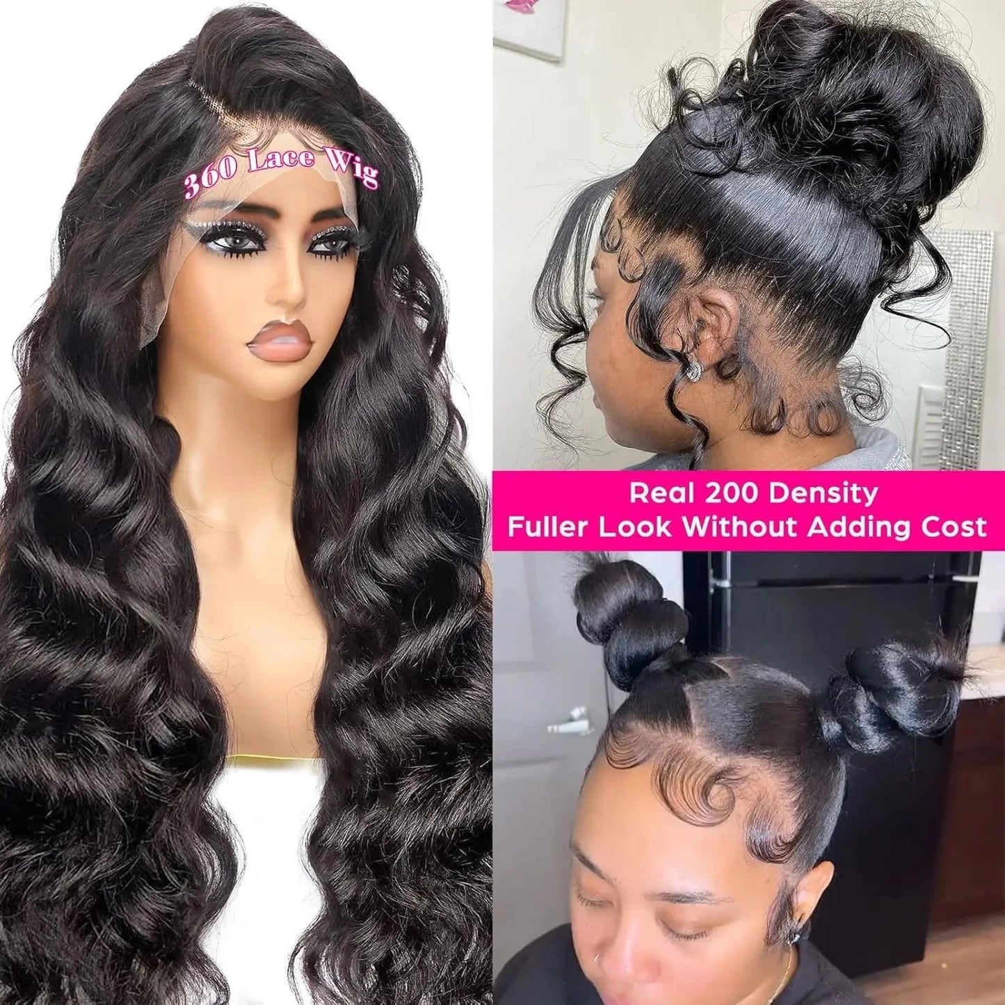 Hidden Strap Drawstring Wig 360 Lace Front Wigs Human Hair 250 Density Body Wave Frontal 360 Full Lace Human Hair Wigs for Women FRIZIRA Moily Beauty Store 1104931493