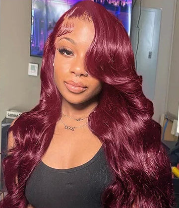 13x6 HD Lace Front Wig 99J Red Burgundy Colored Human Hair Wigs Tuneful Body Wave Human Hair Wigs Transparent Lace Frontal Wigs HairStar Wigs