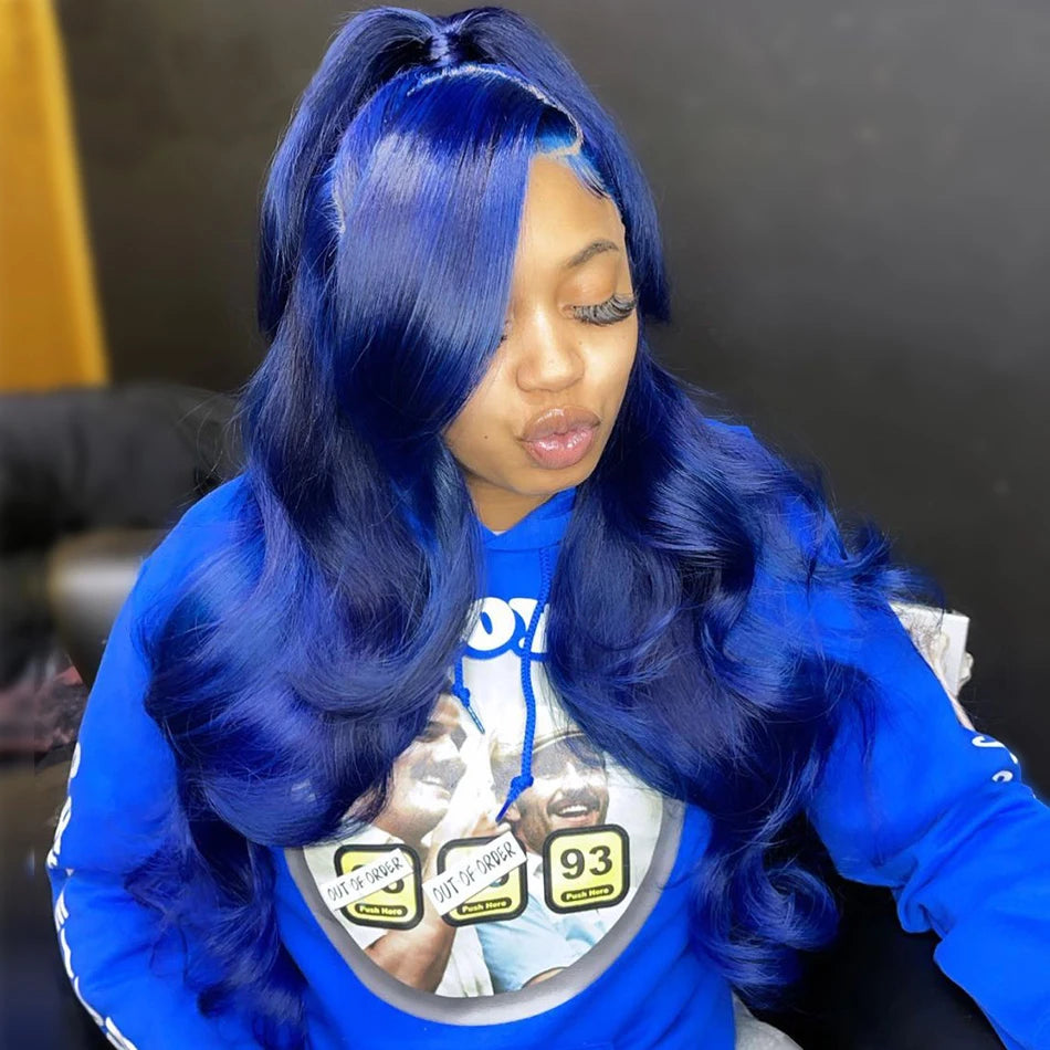 Dark Blue 13x4 Lace Front Wigs Body Wave 100% Human Hair Navy Blue Colored 13x6 Hd Lace Frontal Wigs Pre Plucked Brazilian Wigs Aliwig Store Store ID 1103577386