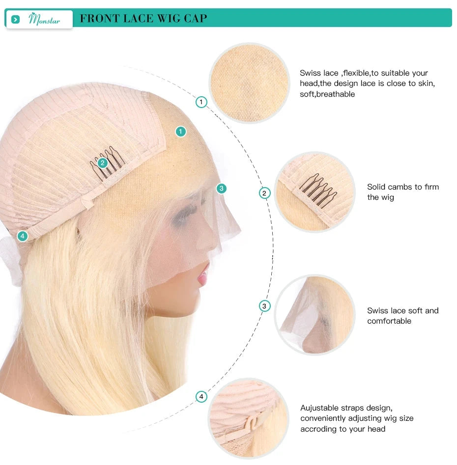 13x4 13x6 360 HD Transparent 613 Honey Blonde Color Lace Front Human Hair Wigs for Women Raw Brazilian Straight Lace Frontal Wig Hairsoboom Store 1103586186