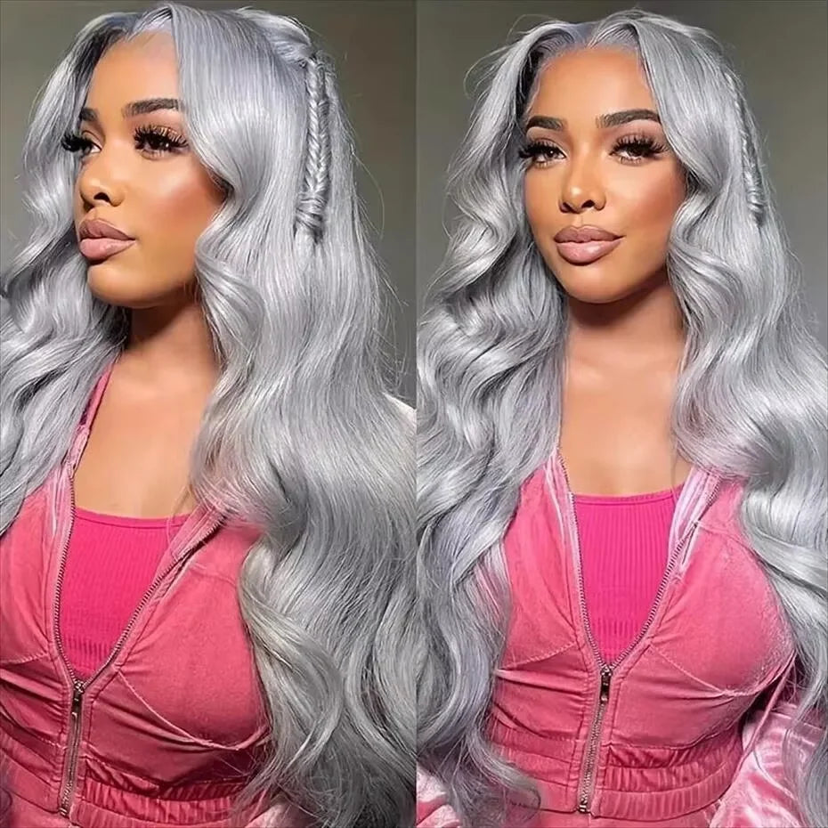 13x6 Silver Grey Body Wave Lace Front Human Hair Wigs Pre Plucked 613 HD Frontal Wigs Brazilian Cosplay Colored Human Hair Wig Fiquetel US Store Store no.: 1104072973