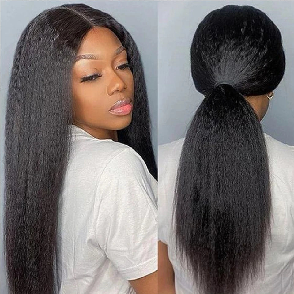 250% 30 36inch 360 HD Lace Frontal Wigs Human Hair Pre Plucked Kinky Straight Wigs for Black Women Yaki Straight High Ponytail CEXXY Hair Oversea Store Store ID 1103580741