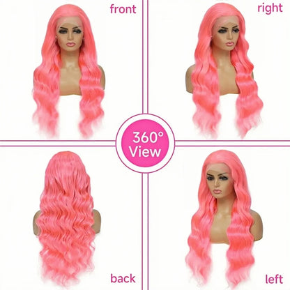30 Inch Pink Lace Front Wig Human Hair 13x6 Water Wave Hd Lace Frontal Wig For Women Body Wave Brazilian Light Pink Colored Wigs HEYJU Hair US Store Store ID 1103597371