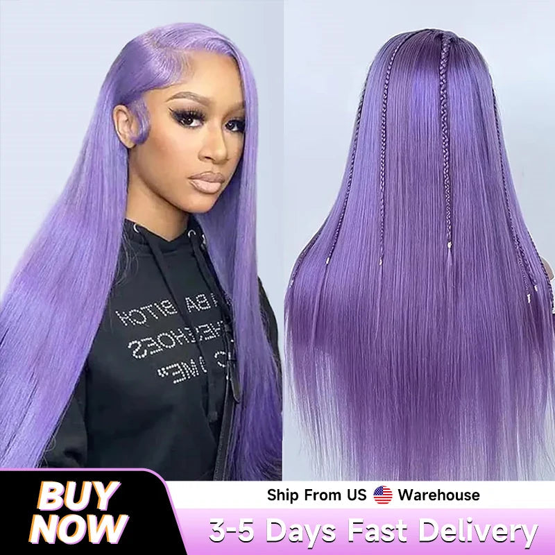 Purple Vietnamese Human Hair Wig 13X6 HD Transparent Lace Front Pre Plucked 180% 250% Density Straight 28 32 Inch Wigs For Women XINXIYA WIG US Store Store ID 1103576649