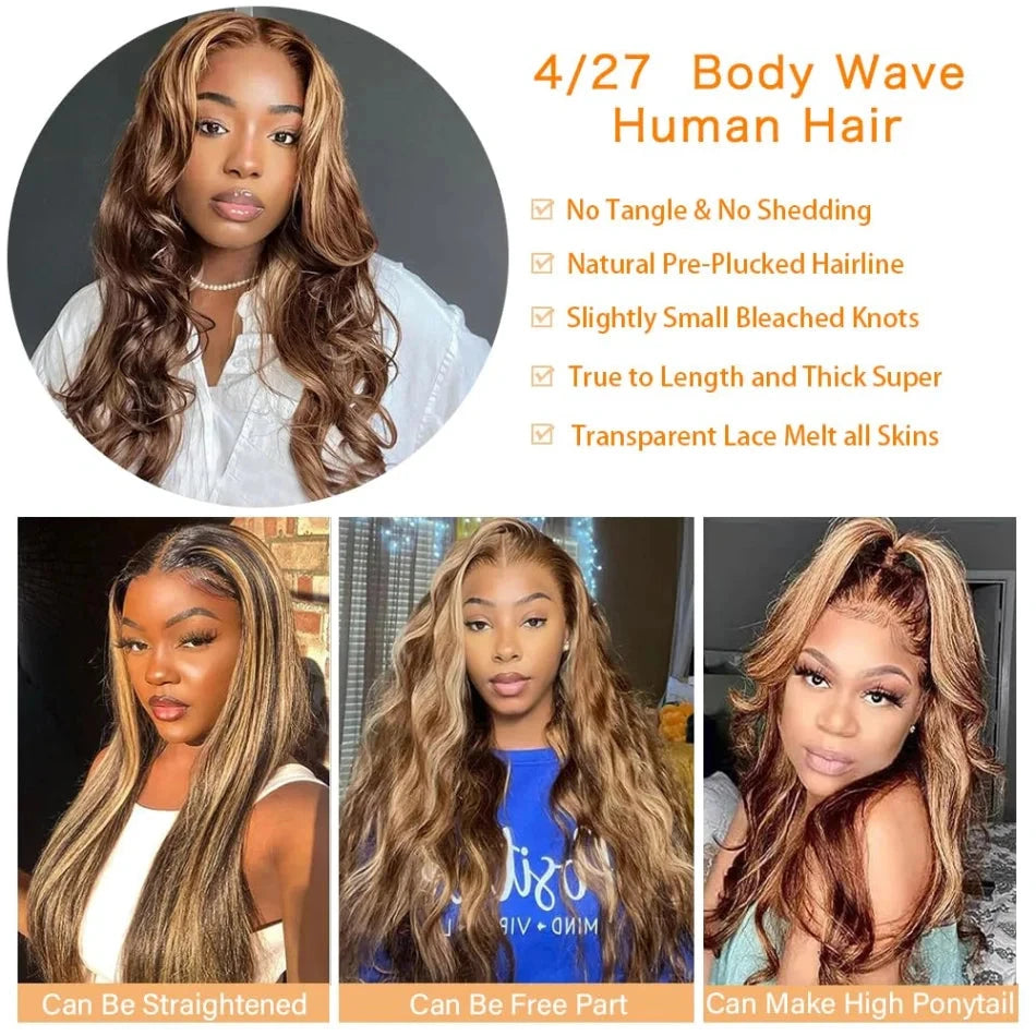 427 Highlight Body Wave Human Hair Wigs 13X6 Hd Lace Frontal Wig 230 Density Brazilian Colored 40 Inch Lace Front Wigs For Women Afybea GlowHair Store 1105053546