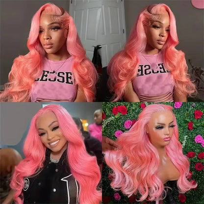 30 Inch Pink Lace Front Wig Human Hair 13x6 Water Wave Hd Lace Frontal Wig For Women Body Wave Brazilian Light Pink Colored Wigs HEYJU Hair US Store Store ID 1103597371
