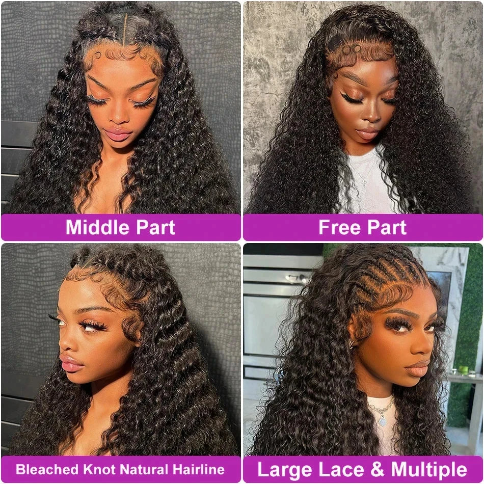 Deep Wave Frontal Wig Hd Lace Wig 13x6 100% Curly Human Hair Wig Accessories For Women Preplucked 13x4 Lace Front  wigs Lowell Official Store 5871643