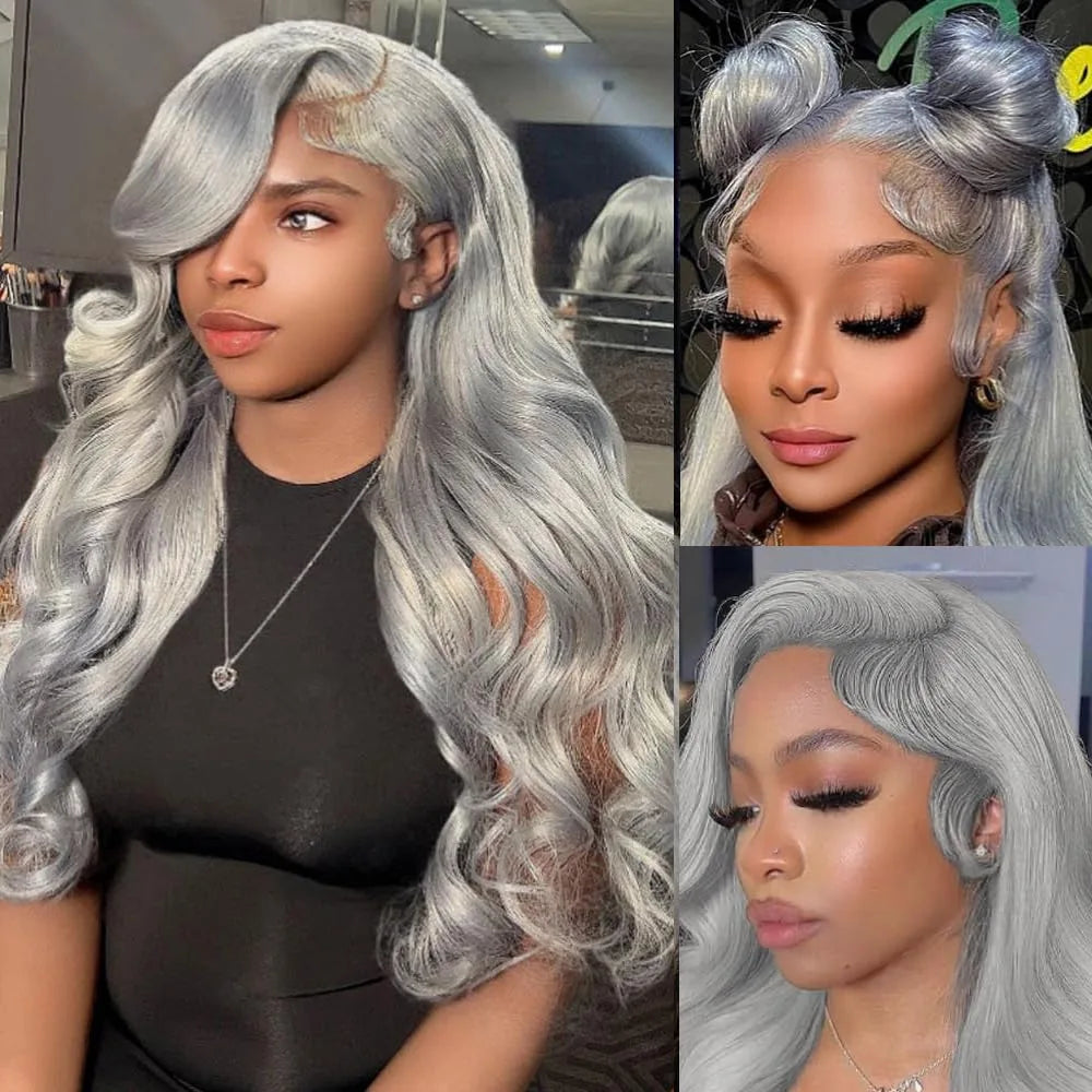 13x6 Silver Grey Body Wave Lace Front Human Hair Wigs Pre Plucked 613 HD Frontal Wigs Brazilian Cosplay Colored Human Hair Wig Fiquetel US Store Store no.: 1104072973