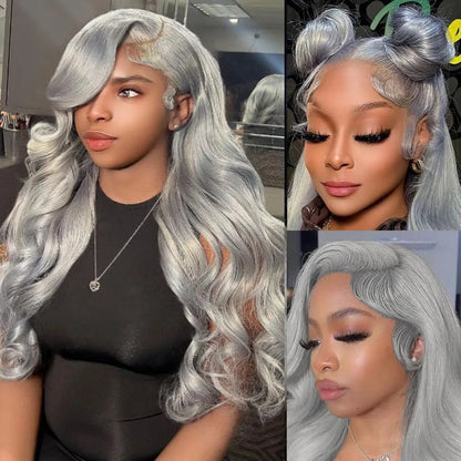 13x6 Silver Grey Body Wave Lace Front Human Hair Wigs Pre Plucked 613 HD Frontal Wigs Brazilian Cosplay Colored Human Hair Wig Fiquetel US Store Store no.: 1104072973