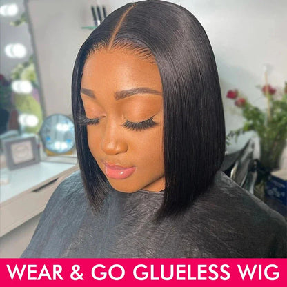 Shine Spark Wear & Go Glueless Bob Wig Lace Front Human Hair Wigs 4x4 4x6 Short Bob Straight HD Lace Frontal Wig Human Remy Hair Shine Spark Outlets Store 1103674936