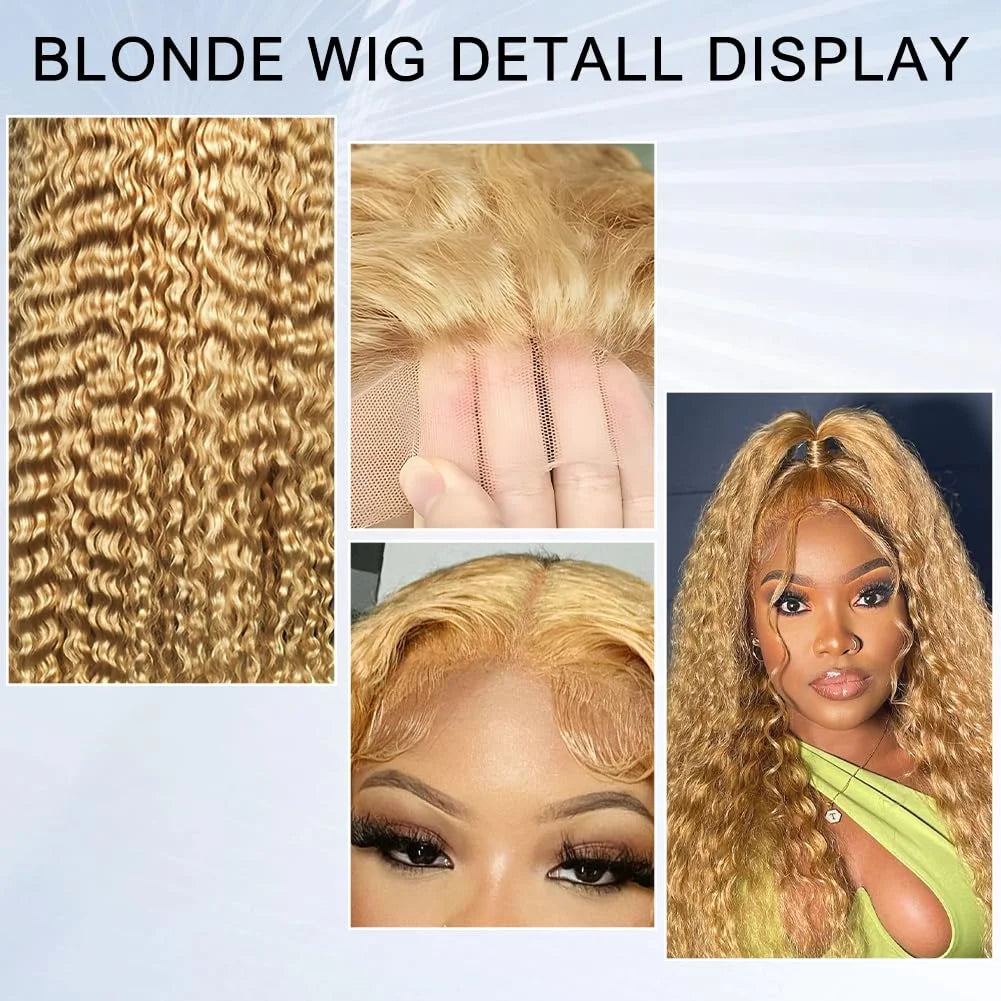13x6 Deep Wave Lace Front Wigs Human Hair Honey Blonde HD Transparent Lace Frontal Wigs Human Hair #27 Curly Wigs Human Hair Wig HairStar Wigs