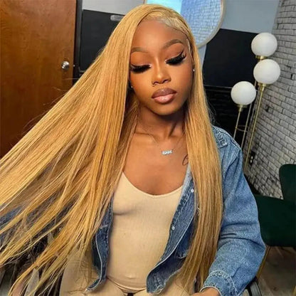 Straight Human Hair Wigs 27 Honey Blonde 13X6 Hd Lace Frontal Wig 100% Human Hair 230 Density Pre Plucked Brazilian Wigs 38 Inch Afybea GlowHair Store 1105053546