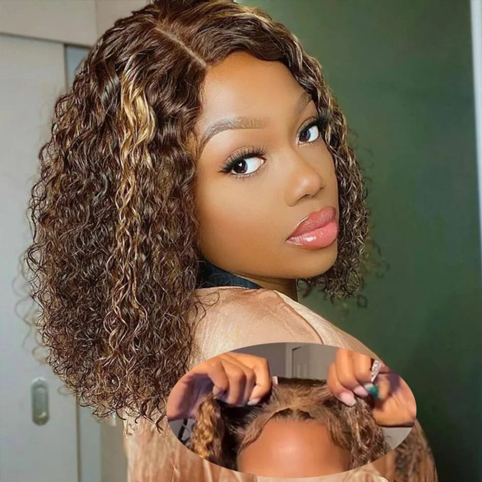 427 Highlight Bob Wig Human Hair Glueless Deep Wave Frontal Wig 5X5 Hd Lace Closure Wig Brazilian Hair Short Bob Wig 250 Density SIXQUEEN Wig Store Store ID 1104602052