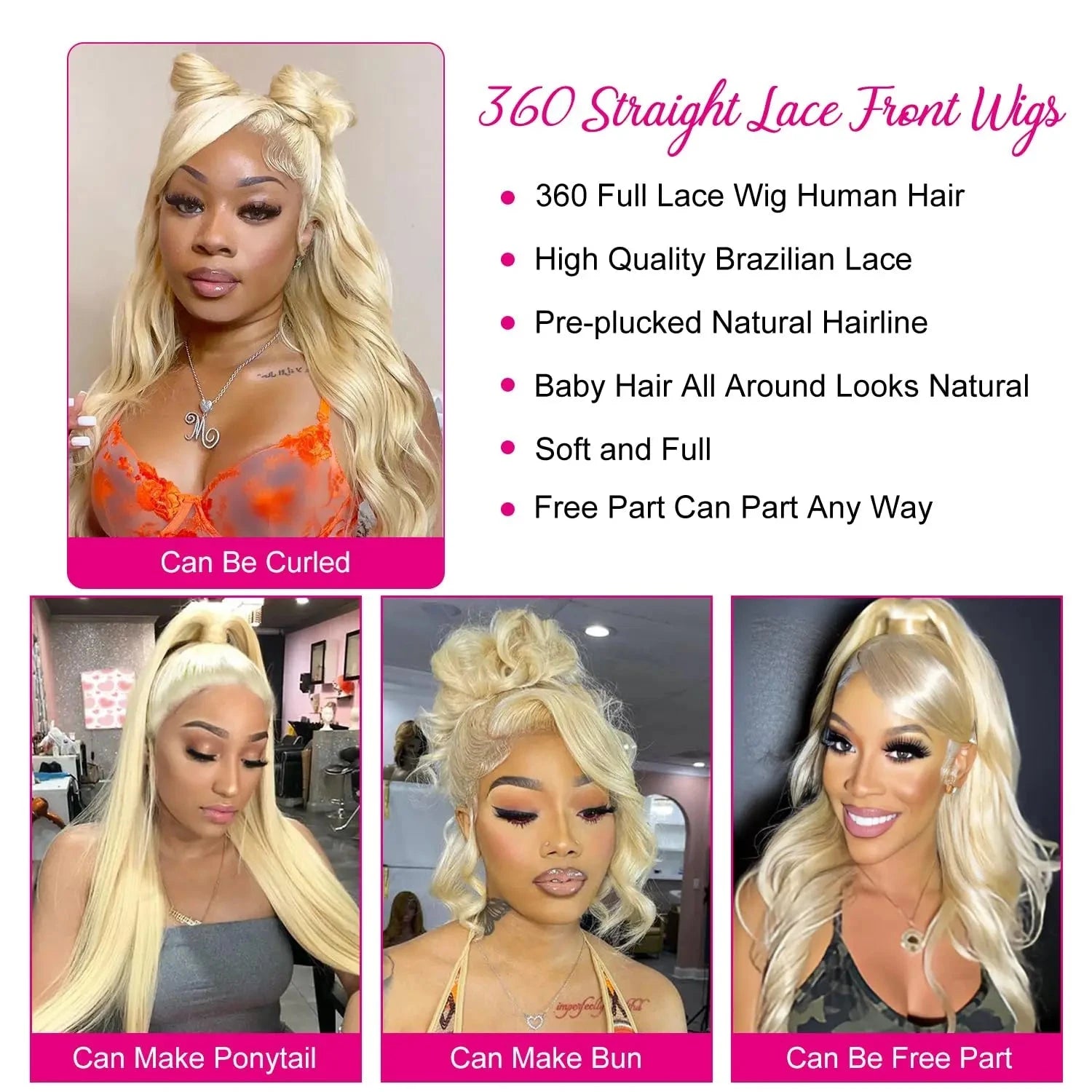 Blonde 360 Lace Frontal Wigs Human Hair 200% Density 613 Stright Lace Front Wig Human Hair Pre Plucked 360 Full Lace Wigs 38inch Hairsoboom Store 1103586186