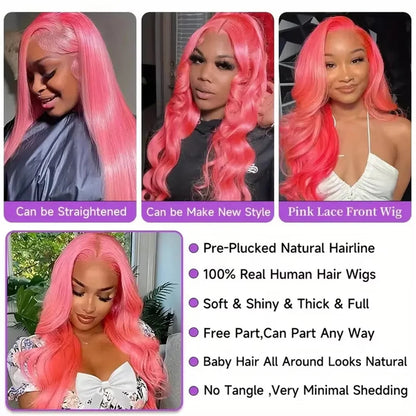 30 Inch Pink Lace Front Wig Human Hair 13x6 Water Wave Hd Lace Frontal Wig For Women Body Wave Brazilian Light Pink Colored Wigs HEYJU Hair US Store Store ID 1103597371