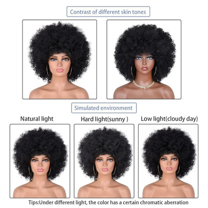 Cheap Short Fluffy Afro Curly Wigs For Women Human Hair Brazilian Hair Glueless Human Hair Afro Wigs Full Machine Made Wig Wig Queen US Store Store ID 1103587128