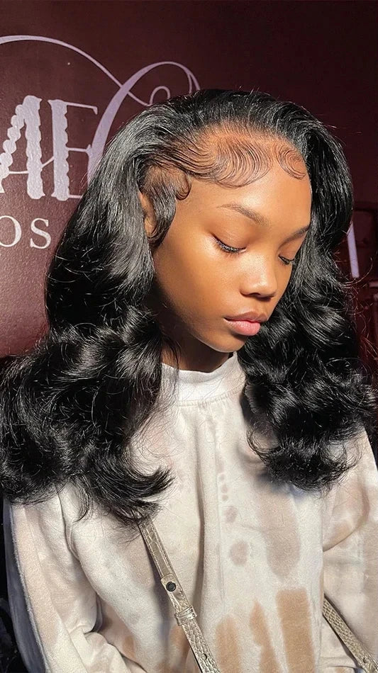 200 Density 13x6 Body Wave Short Bob Natural Frontal Wigs Brazilian Remy Hair HD Transparent Lace For Women 100% Human Hair Wigs Wig Queen US Store Store ID 1103587128