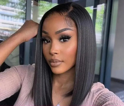 Model wearing Precision Bob – Straight 13x4 HD Lace Front Wig, styled sleek with natural hairline.