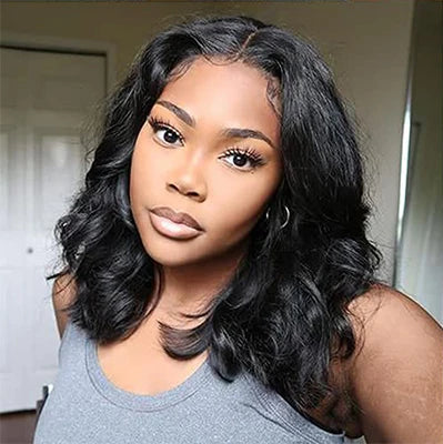 Model wearing Deep Wave Wig – HD Lace 13x4 – Natural – Ripple Effect, styled in soft waves with seamless lace melt and natural finish.