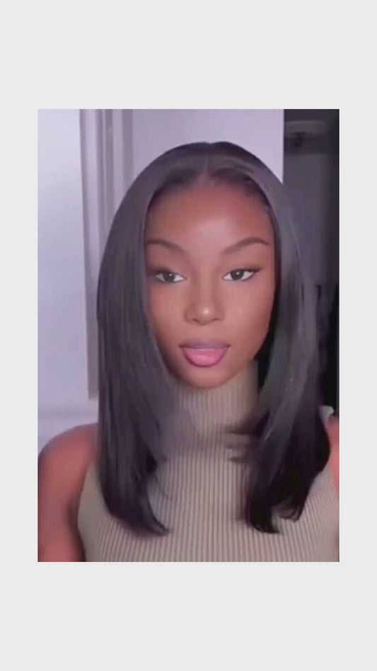 Sculpted Bob Wig – HD Lace, 6x4 Glueless Fit – Sleek Mode