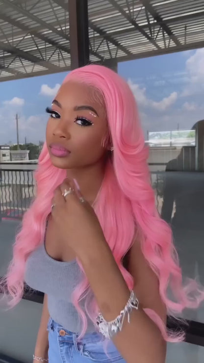 Wig Body Wave HD Lace 13x6 – Pink – Glow Pop