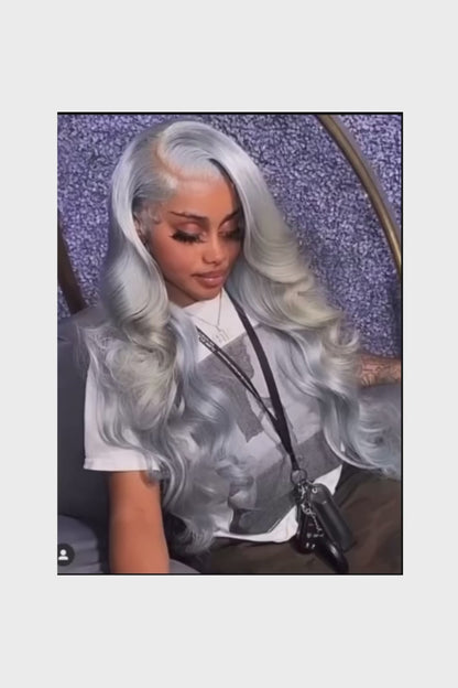 13x6 Silver Grey Colored Lace Front Wigs For Women 613 Blonde Body Wave Lace Frontal Human Hair Wig Pre Plucked Highlight Ombre
