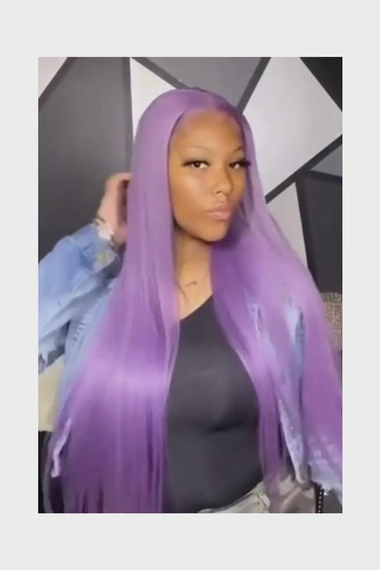 Straight Purple HD Lace Front Human Hair Wigs For Women Pre Plucked Brazilian Colored 13x4 Lace Frontal Wig Glueless Wigs Sale