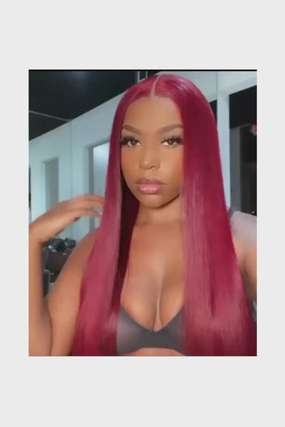 Wig Straight HD Lace 13x4 – 99J Burgundy – Power Wine