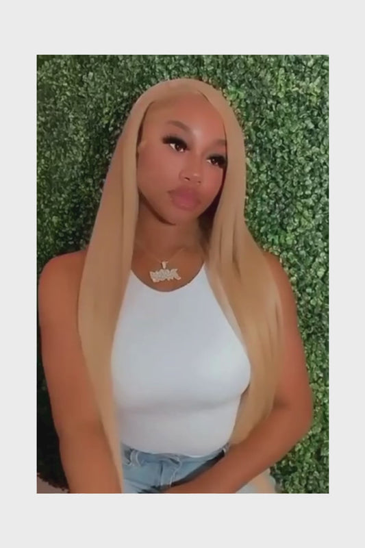 13x6 Honey Blonde HD Lace Front Human Hair Wigs Straight #27 Colored 180% HD Transparent Lace Frontal Wigs PrePlucked For Women