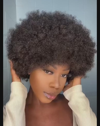 Cheap Short Fluffy Afro Curly Wigs For Women Human Hair Brazilian Hair Glueless Human Hair Afro Wigs Full Machine Made Wig