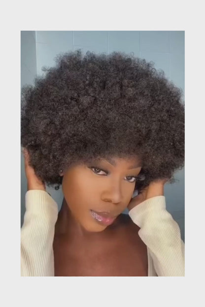 Cheap Short Fluffy Afro Curly Wigs For Women Human Hair Brazilian Hair Glueless Human Hair Afro Wigs Full Machine Made Wig