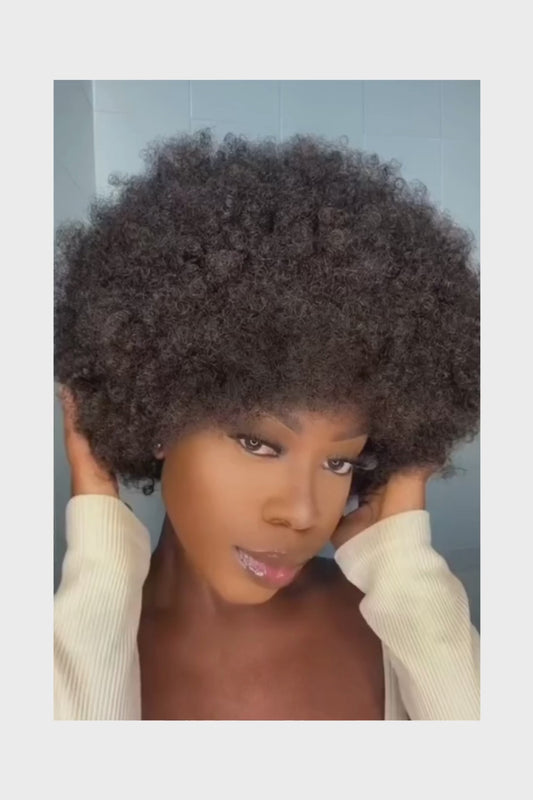 Cheap Short Fluffy Afro Curly Wigs For Women Human Hair Brazilian Hair Glueless Human Hair Afro Wigs Full Machine Made Wig