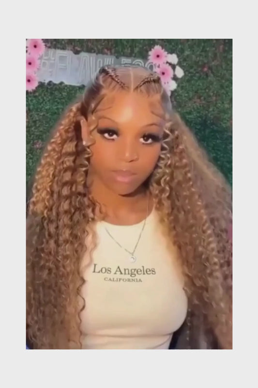 Blonde Water Wave Wig – 4/27 Honey – 13x4 HD Lace - Blond Flex