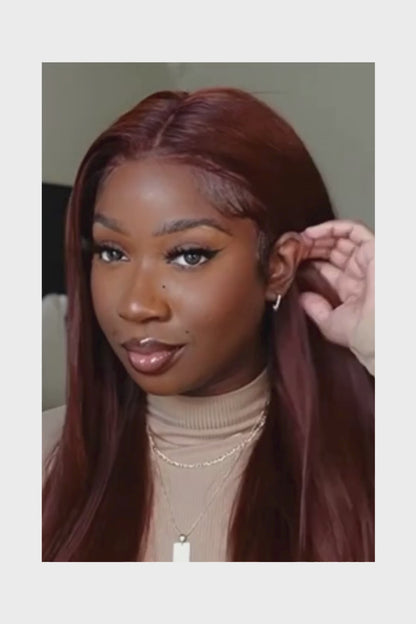 HD Reddish Brown Straight Wig 13x4 Lace Front Brazilian