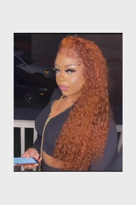 Orange Ginger 13x6 hd Lace Frontal Human Hair Curly Wigs Deep Wave 13x4 Lace Front Wig for Women Choice 30 inch Colored Wigs