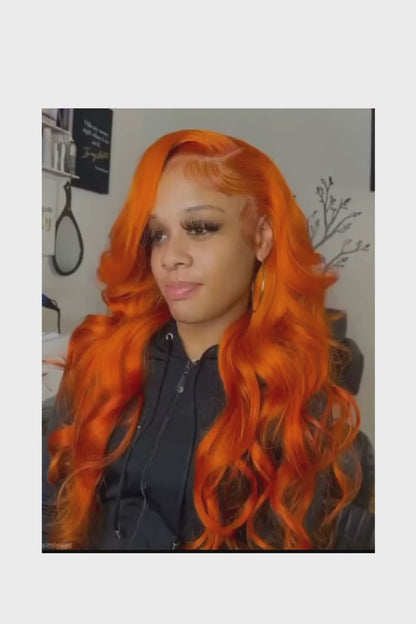 Orange Ginger Lace Front Wigs Human Hair Body Wave 13x6 HD Lace Frontal Wig Colored Brazilian Hair Wig 13x4 Transparent Lace Wig