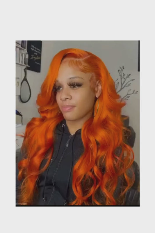Orange Ginger Lace Front Wigs Human Hair Body Wave 13x6 HD Lace Frontal Wig Colored Brazilian Hair Wig 13x4 Transparent Lace Wig