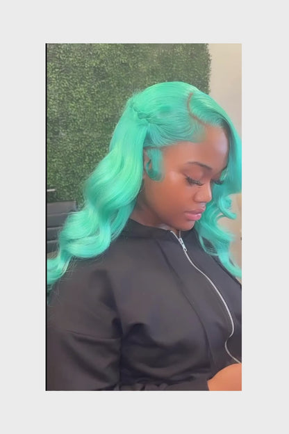 13x6 Cyan Blue Lace Front Wig Body Wave Light Green Lace Front Wig Human Hair Pre Plucked Blonde 613 Lace Frontal Wigs For Women