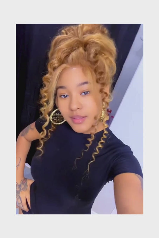 360 Full Lace Wig 427 Highlight Wig Human Hair Deep Wave Frontal Wig Honey Blonde 13X4 Curls Wigs Lace Front Frontal 250 Density